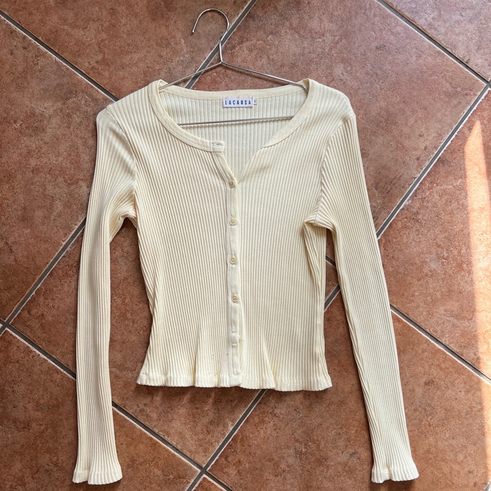 LACAUSA Light Yellow Cardigan